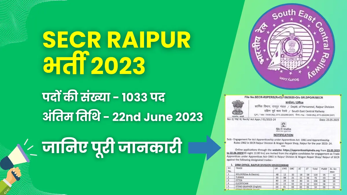 SECR Raipur Apprentice Jobs 2023