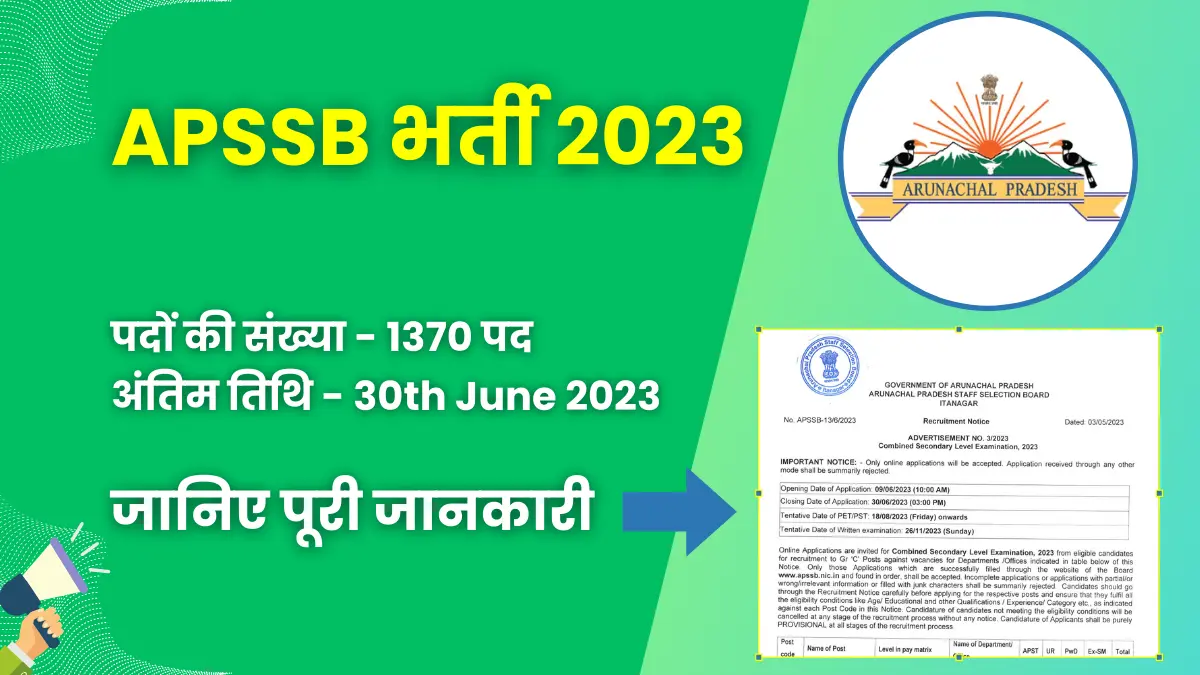 APSSB Recruitment 2023 for 1370 पद | योग्यता, आवेदन कैसे करें, और बहुत कुछ जानें 1 APSSB Recruitment 2023