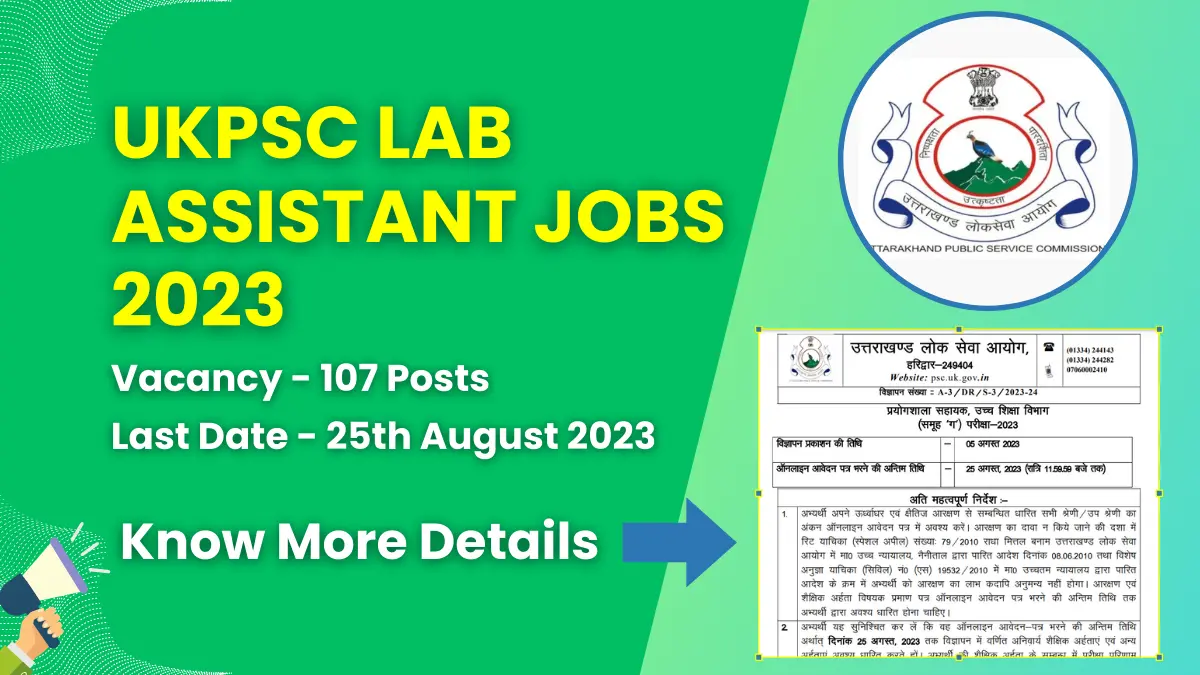 UKPSC Lab Assistant Jobs 2023