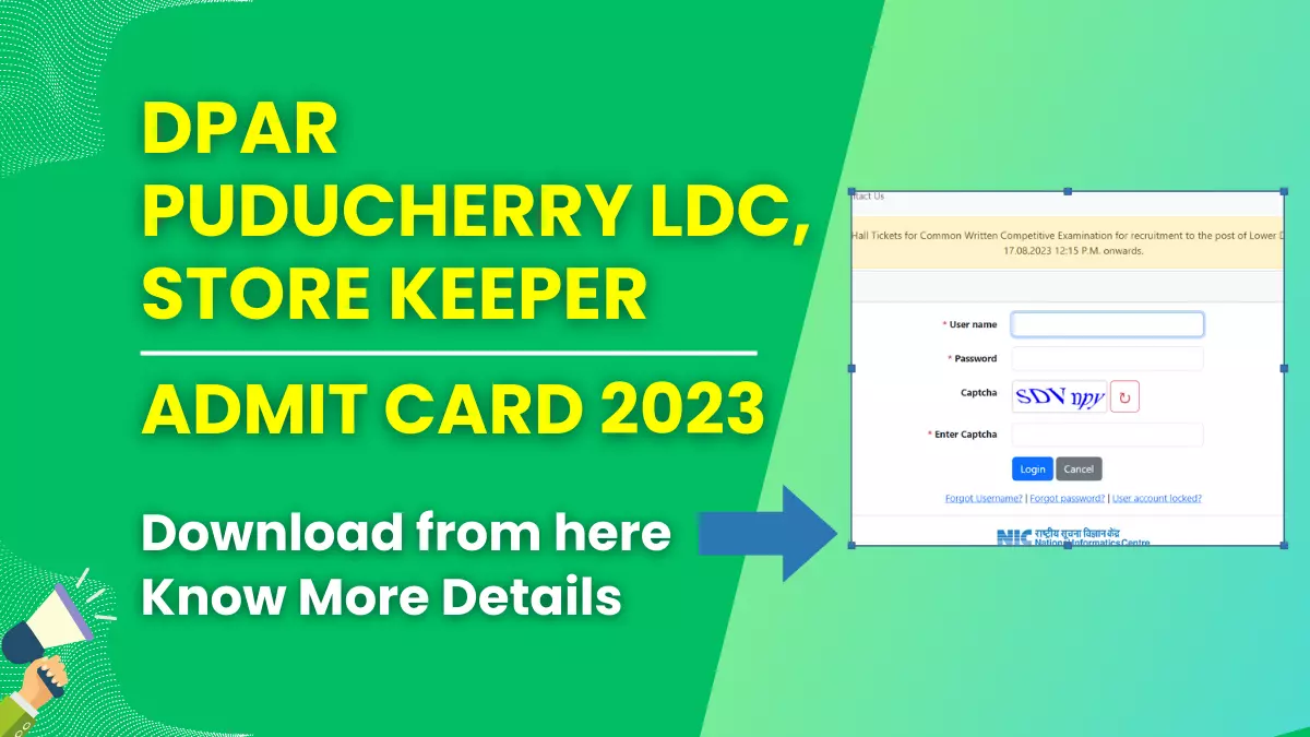 DPAR Puducherry LDC, Store Keeper Hall Ticket 2023