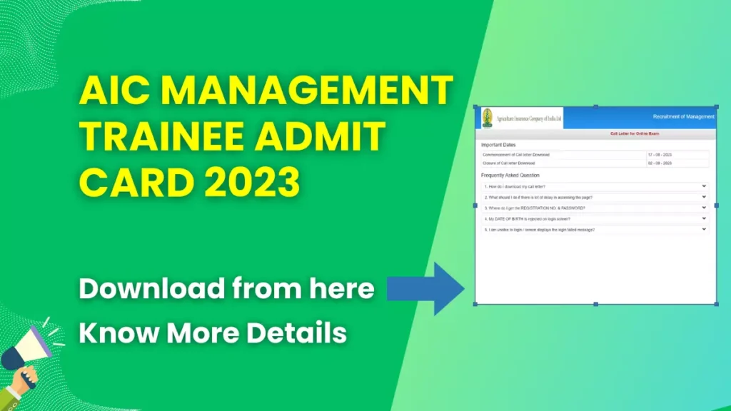 AIC Management Trainee Admit Card 2023