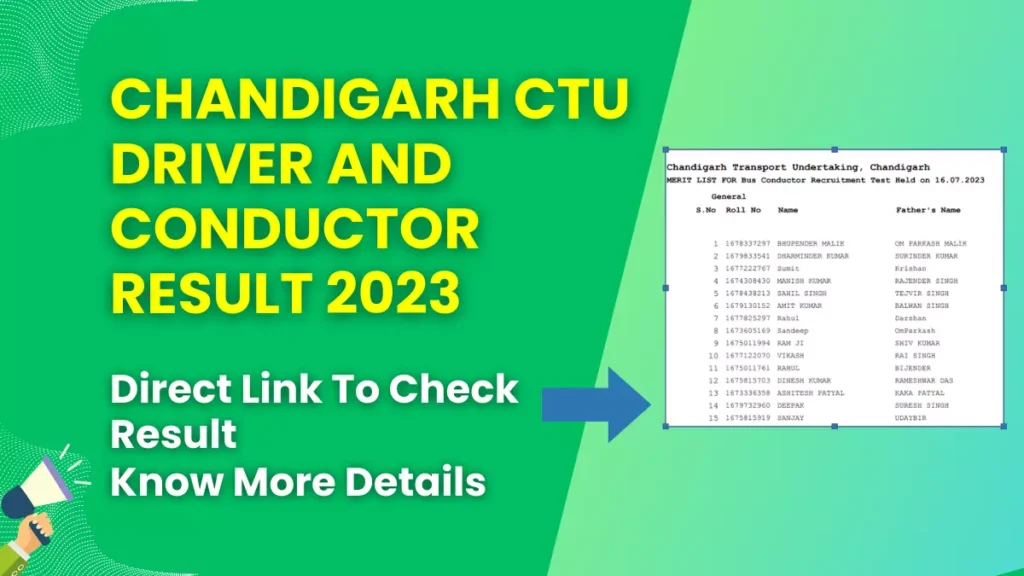 Chandigarh CTU Driver and Conductor Result 2023