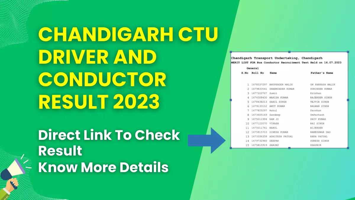 Chandigarh CTU Driver and Conductor Result 2023