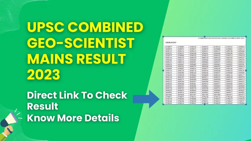 UPSC Combined Geo-Scientist Mains Result 2023