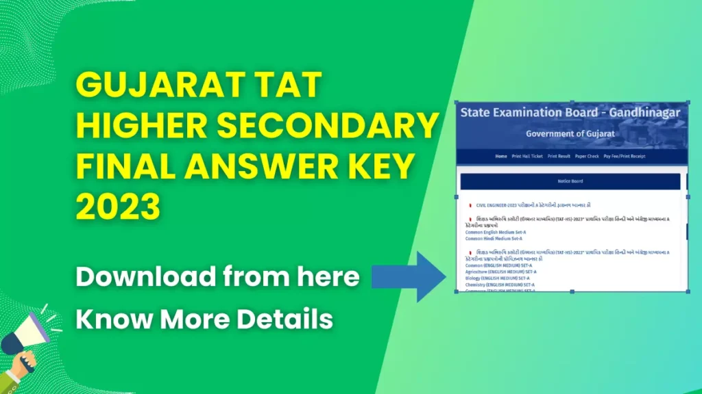 Gujarat TAT Higher Secondary Final Answer Key 2023