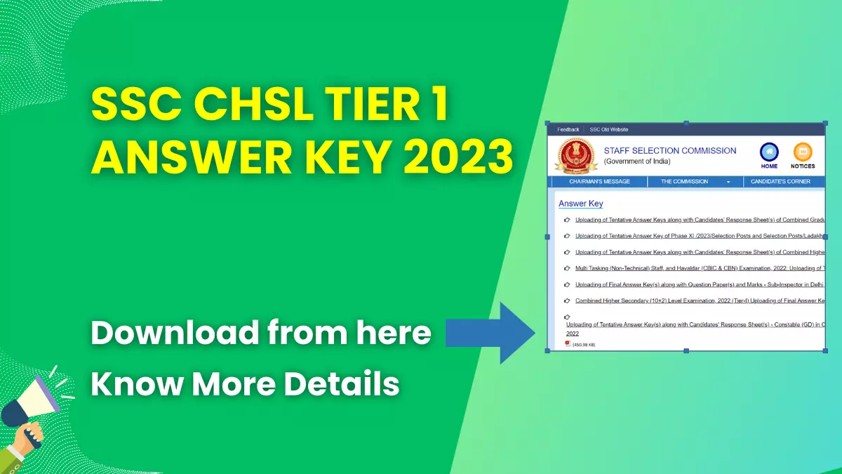 SSC CHSL Tier 1 Answer Key 2023
