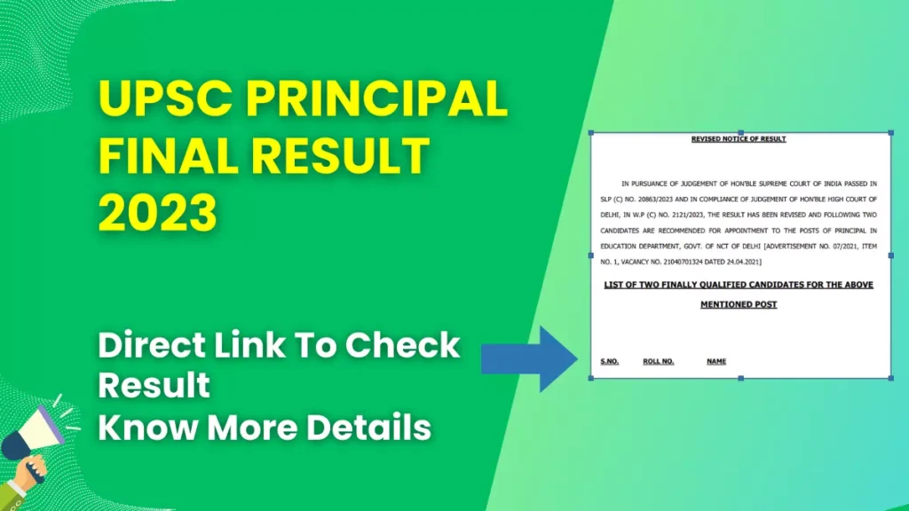 UPSC Principal Final Result 2023