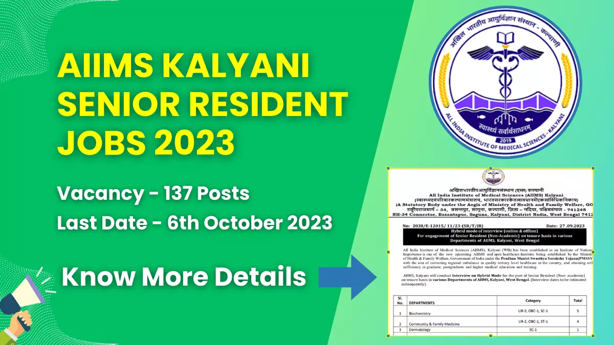 AIIMS Kalyani Senior Resident Jobs 2023