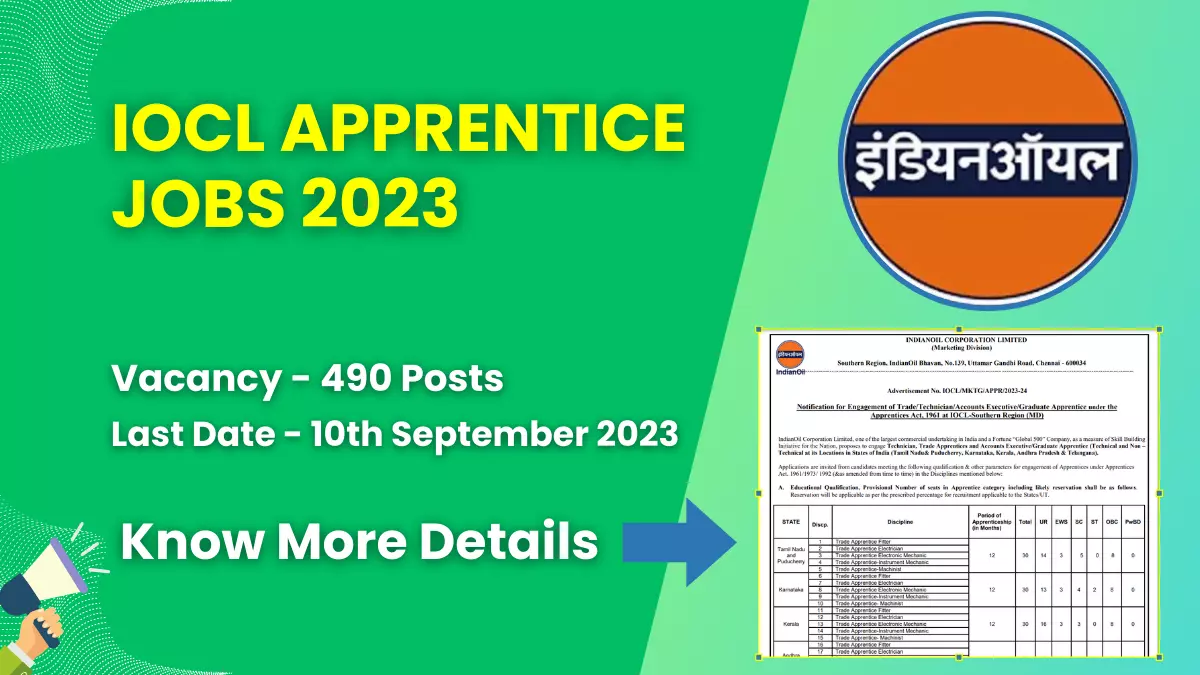 IOCL Apprentice Jobs 2023 for 490 Posts | Check Eligibility, How to Apply, and More 1 IOCL Apprentice Jobs 2023