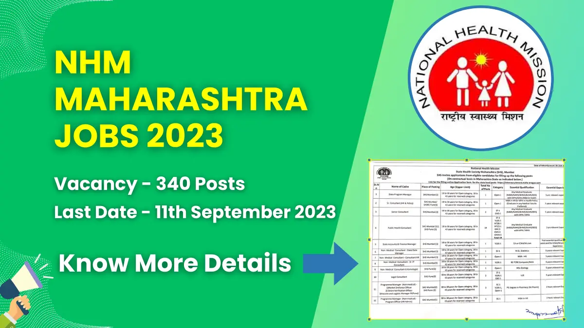 NHM Maharashtra Jobs 2023 for 340 Posts | Check Eligibility, How to Apply, and More 1 NHM Maharashtra Jobs 2023