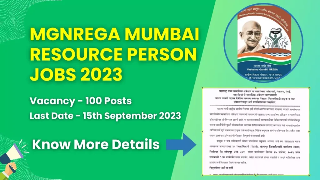 MGNREGA Mumbai Resource Person Jobs 2023