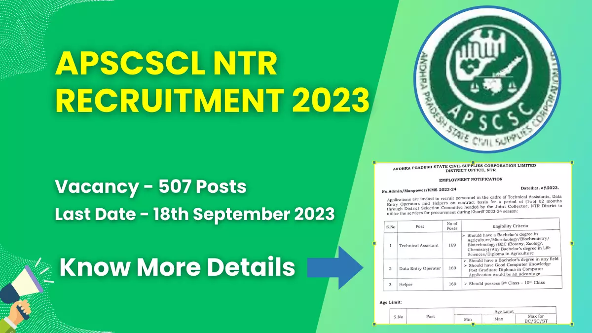 APSCSCL NTR Recruitment 2023