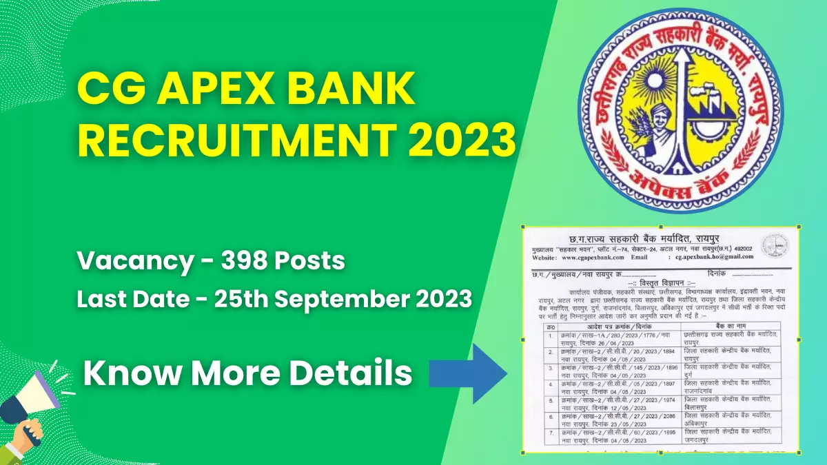 CG Apex Bank Recruitment 2023 for 398 Posts | Check Eligibility, How to Apply, and More 1 CG Apex Bank Recruitment 2023