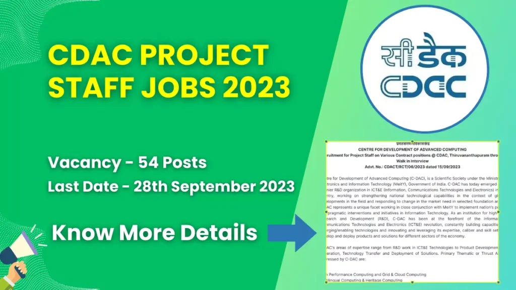 CDAC Project Staff Jobs 2023