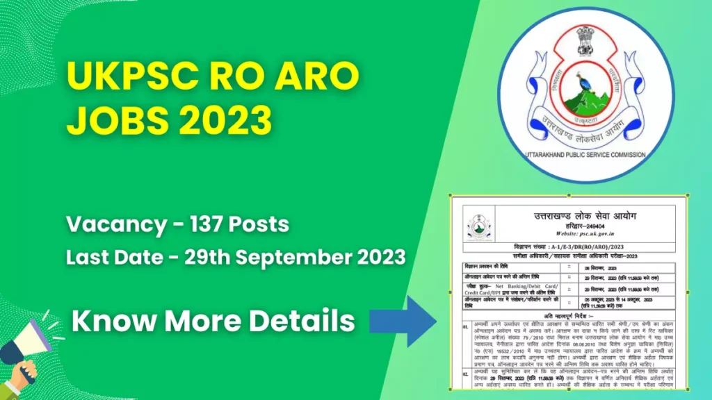 UKPSC RO ARO Jobs 2023