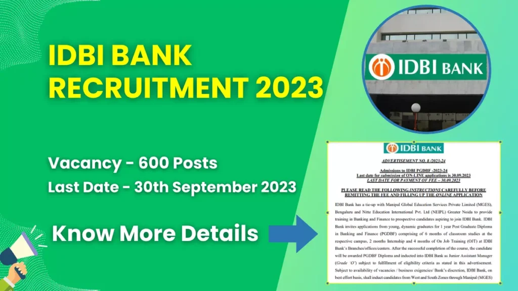 IDBI Bank Recruitment 2023