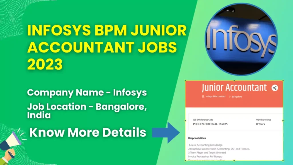 Infosys BPM Junior Accountant Jobs 2023