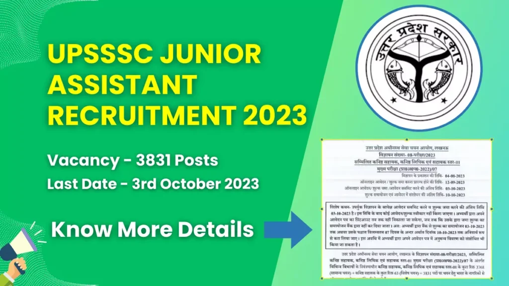UPSSSC Junior Assistant Recruitment 2023