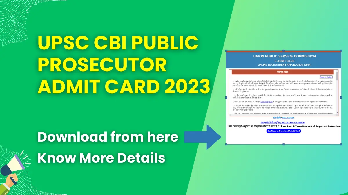 UPSC CBI Public Prosecutor Admit Card 2023