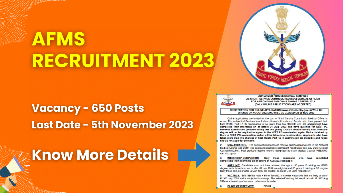 AFMS Recruitment 2023