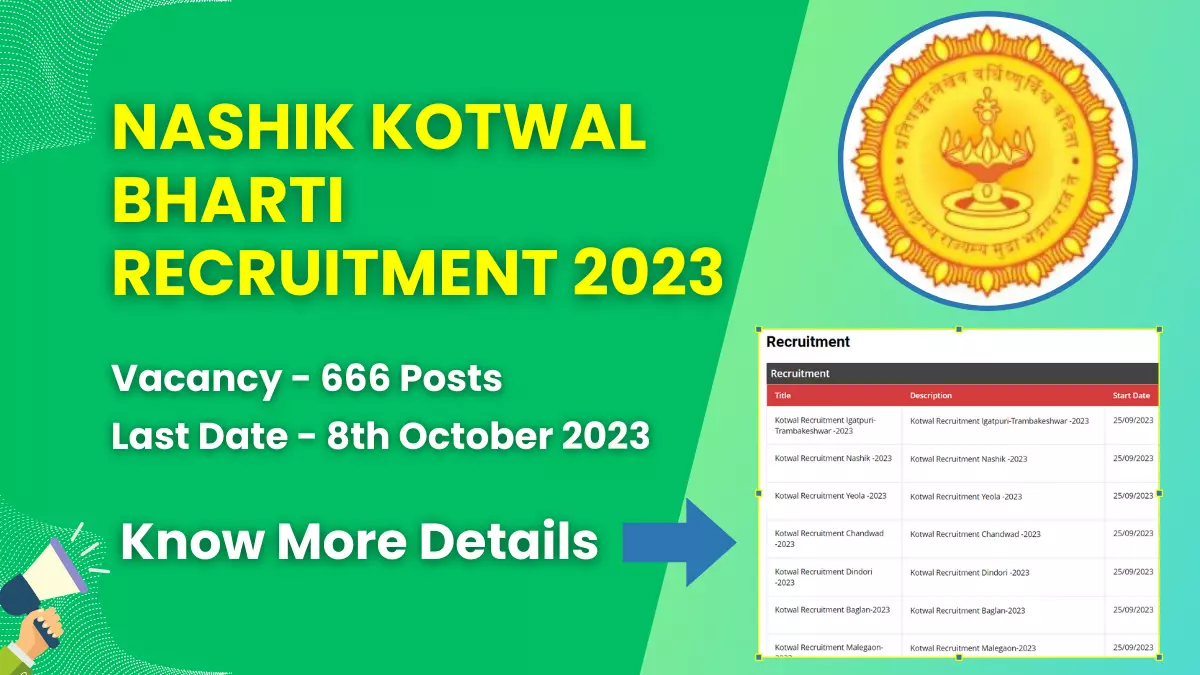 Nashik Kotwal Bharti Recruitment 2023 for 666 Posts | Check Eligibility, How to Apply, and More 1 Nashik Kotwal Bharti Recruitment 2023