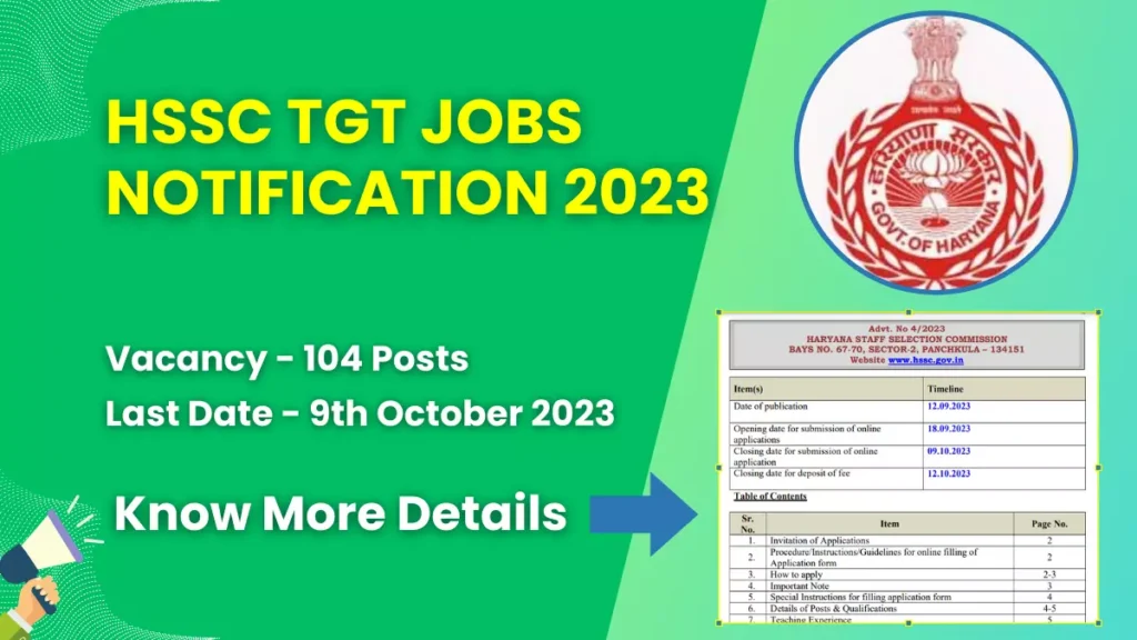 HSSC TGT Jobs Notification 2023