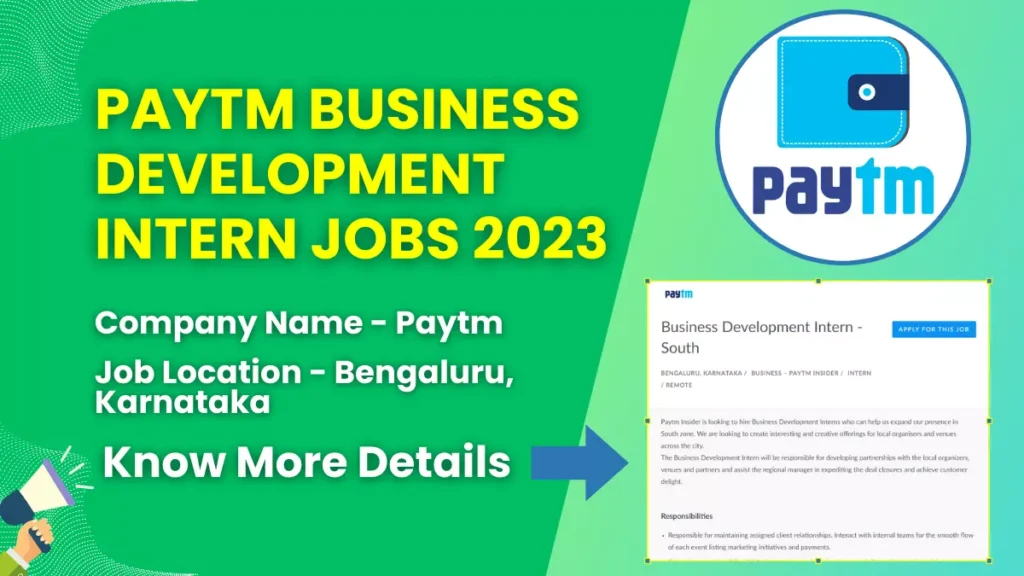 Paytm Business Development Intern Jobs 2023