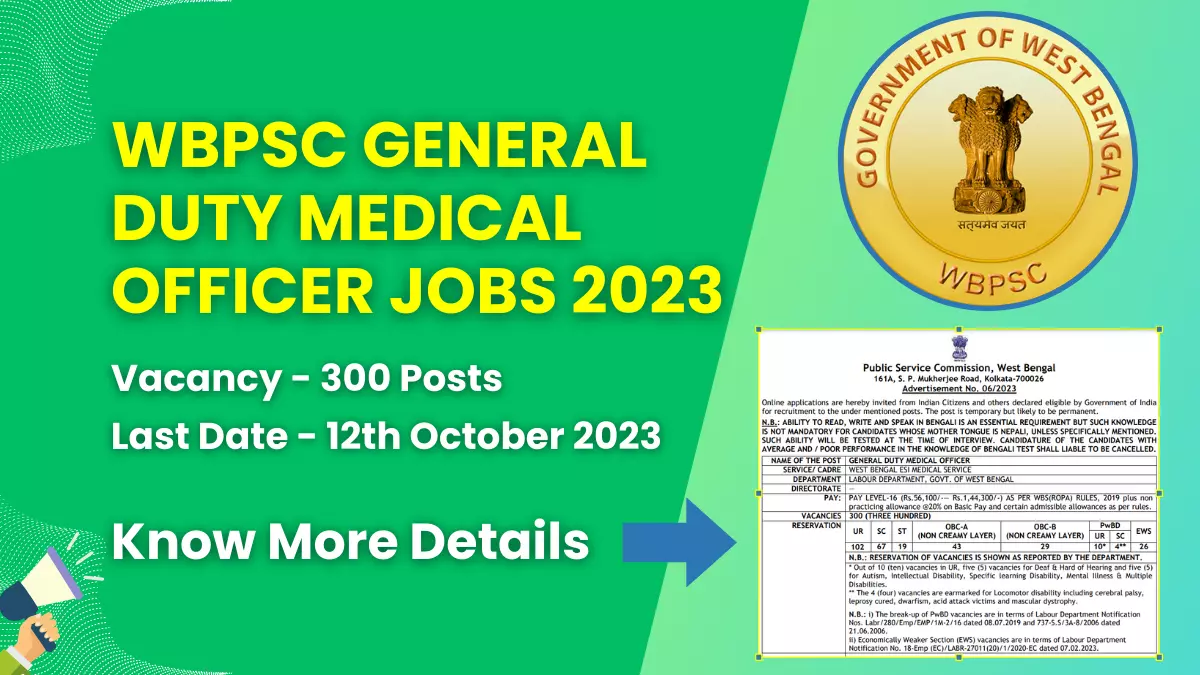 WBPSC General Duty Medical Officer Jobs 2023