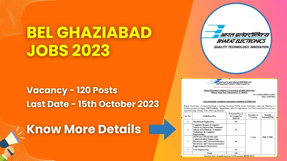 BEL Ghaziabad Jobs 2023 for 120 Graduate Apprentice Posts | Check Eligibility, How to Apply, and More 1 BEL Ghaziabad Jobs 2023