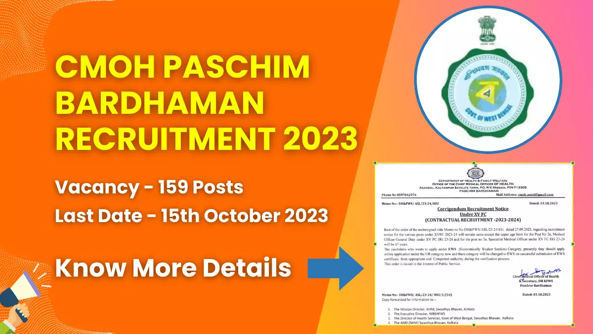 CMOH Paschim Bardhaman Recruitment 2023