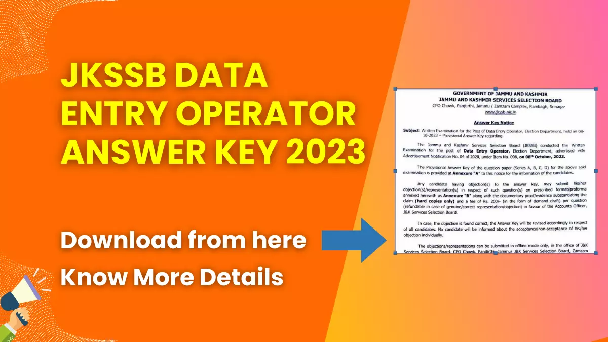 JKSSB Data Entry Operator Answer Key 2023