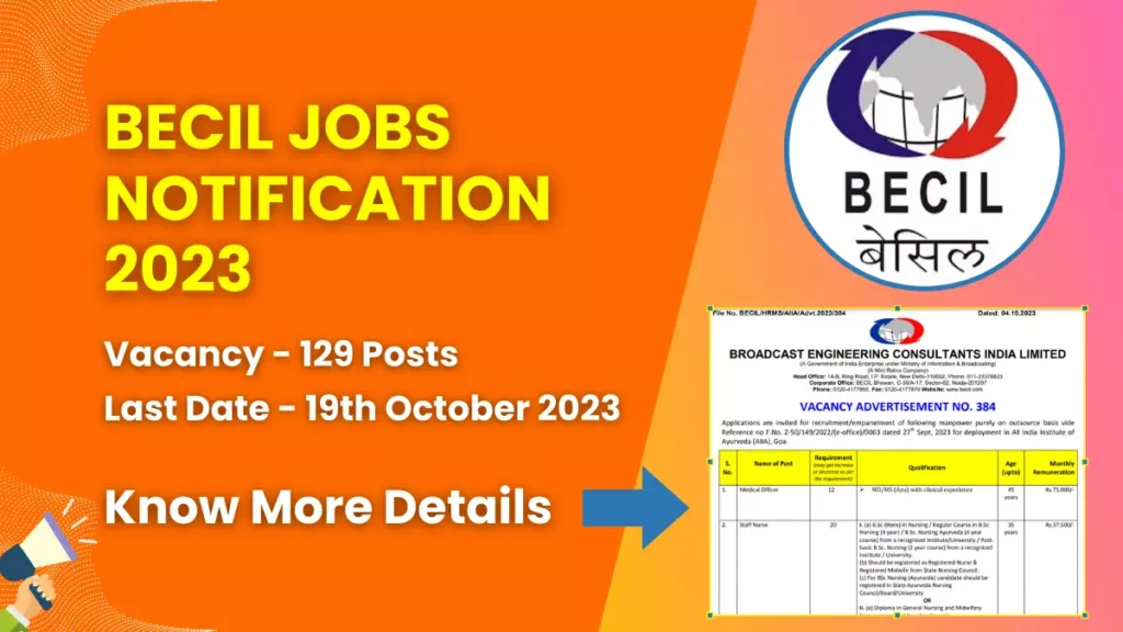 BECIL Jobs Notification 2023