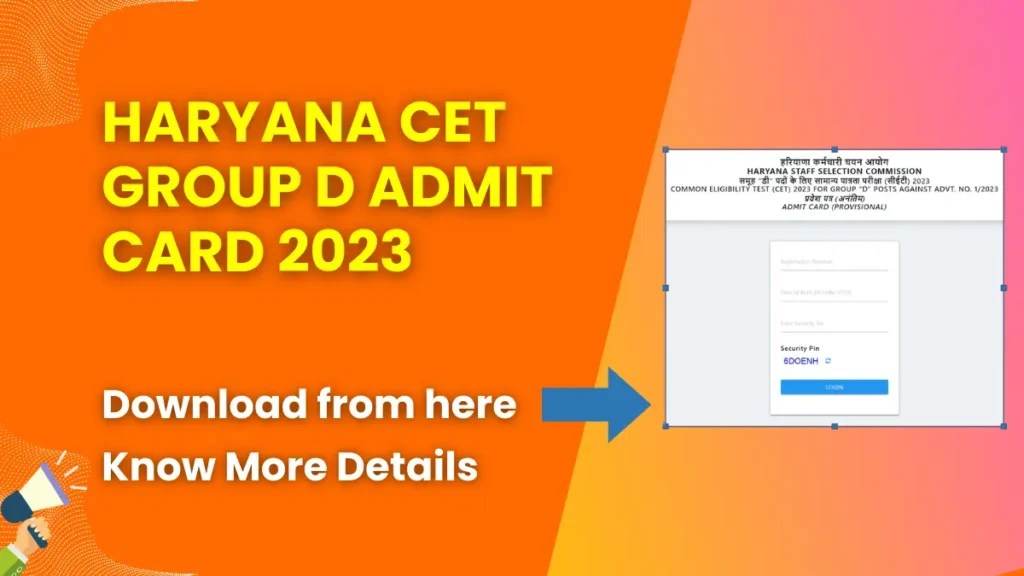Haryana CET Group D Admit Card 2023