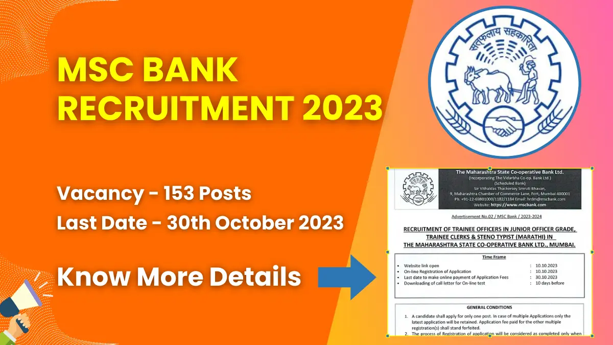 MSC Bank Recruitment 2023 for 153 Posts | Check Eligibility, How to Apply, and More 1 MSC Bank Recruitment 2023
