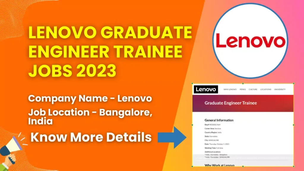 Lenovo Graduate Engineer Trainee Jobs 2023