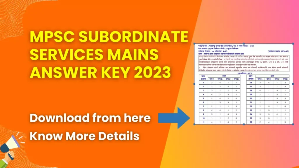 MPSC Subordinate Services Mains Answer Key 2023