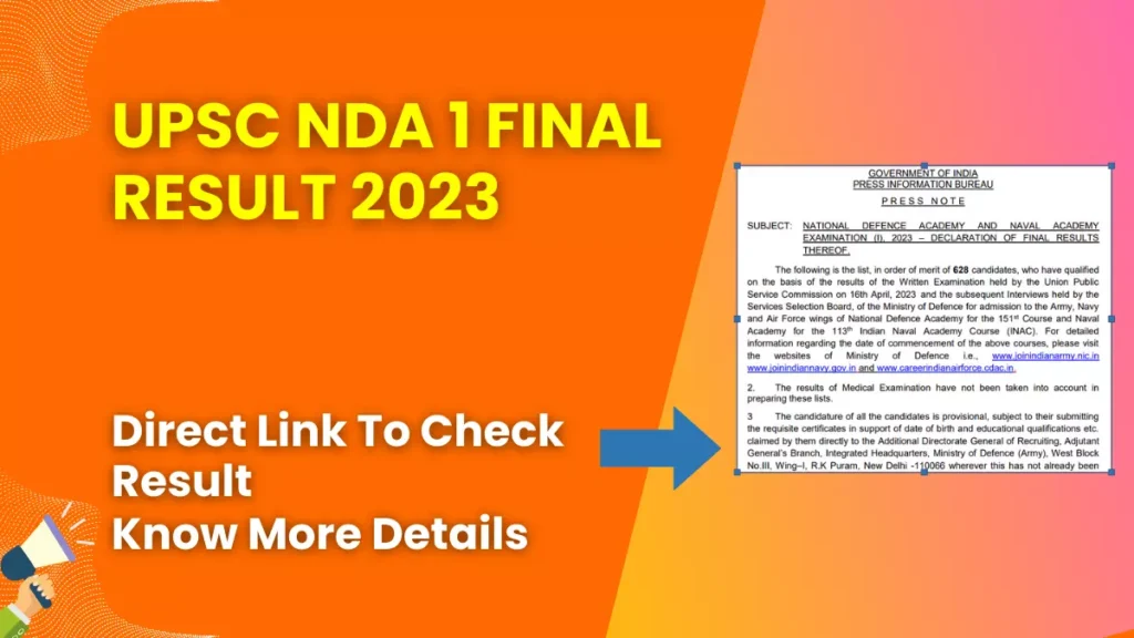 UPSC NDA 1 Final Result 2023