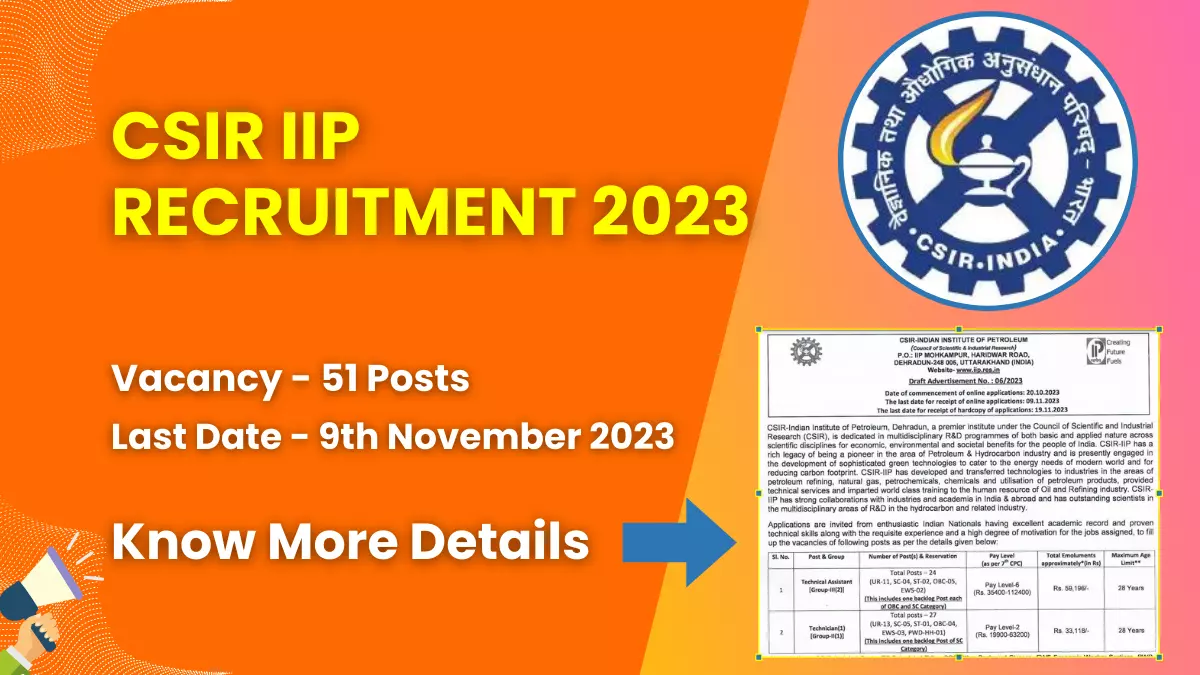 CSIR IIP Recruitment 2023 for 51 Posts | Check Eligibility, How to Apply, and More 1 CSIR IIP Recruitment 2023