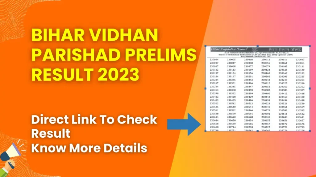 Bihar Vidhan Parishad Prelims Result 2023