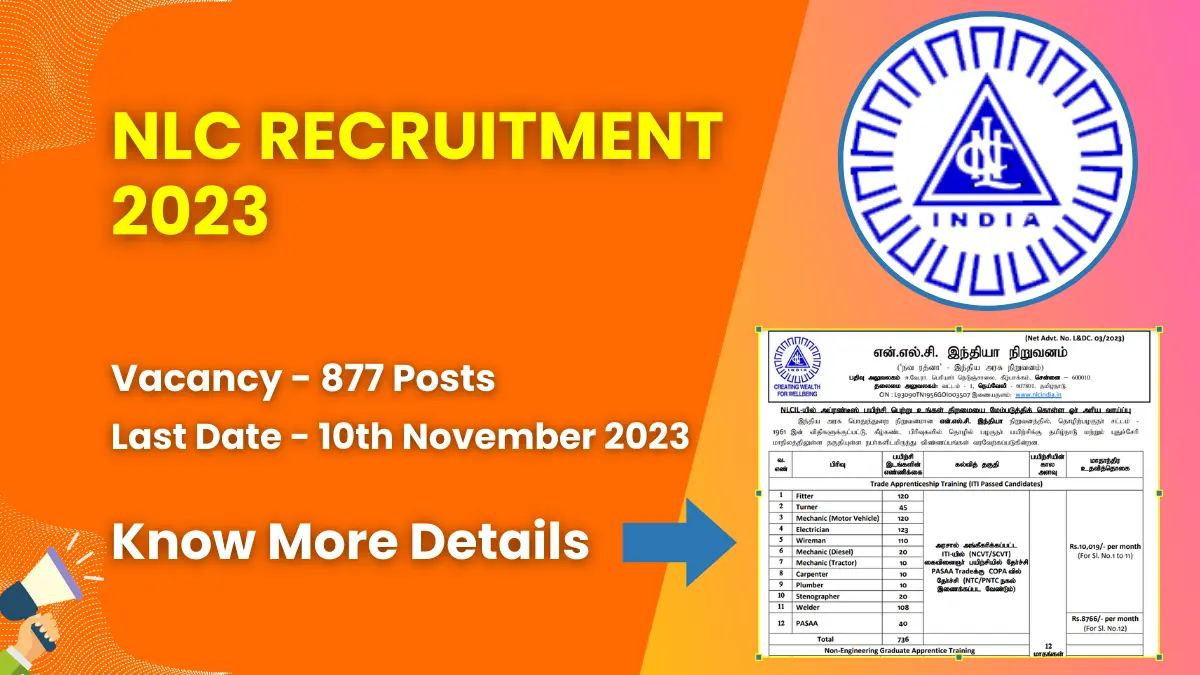 NLC Recruitment 2023 for 877 Apprentice Posts | Check Eligibility, How to Apply, and More 1 NLC Recruitment 2023