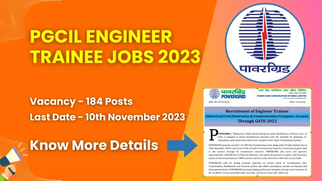 PGCIL Engineer Trainee Jobs 2023