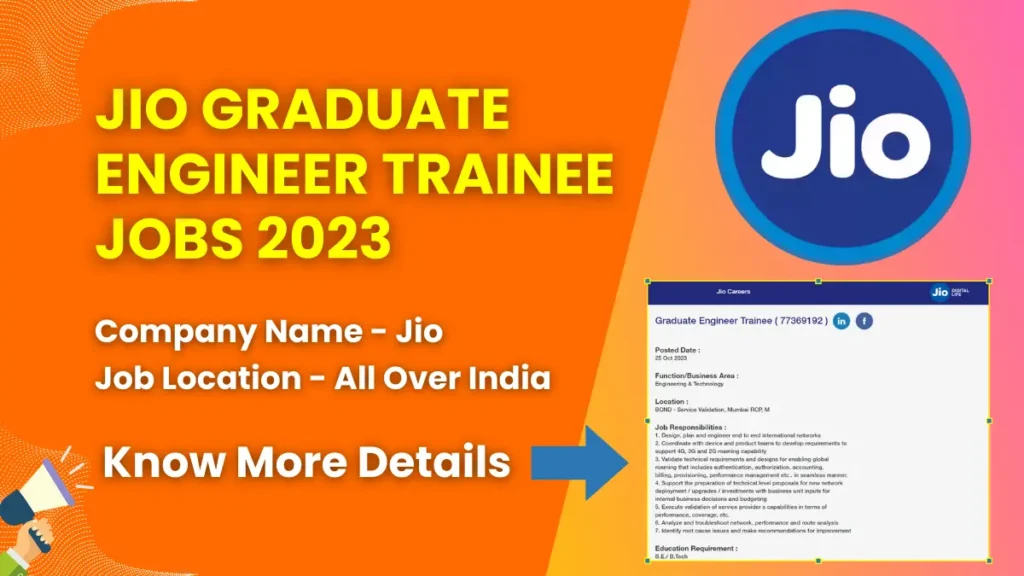 Jio Graduate Engineer Trainee Jobs 2023