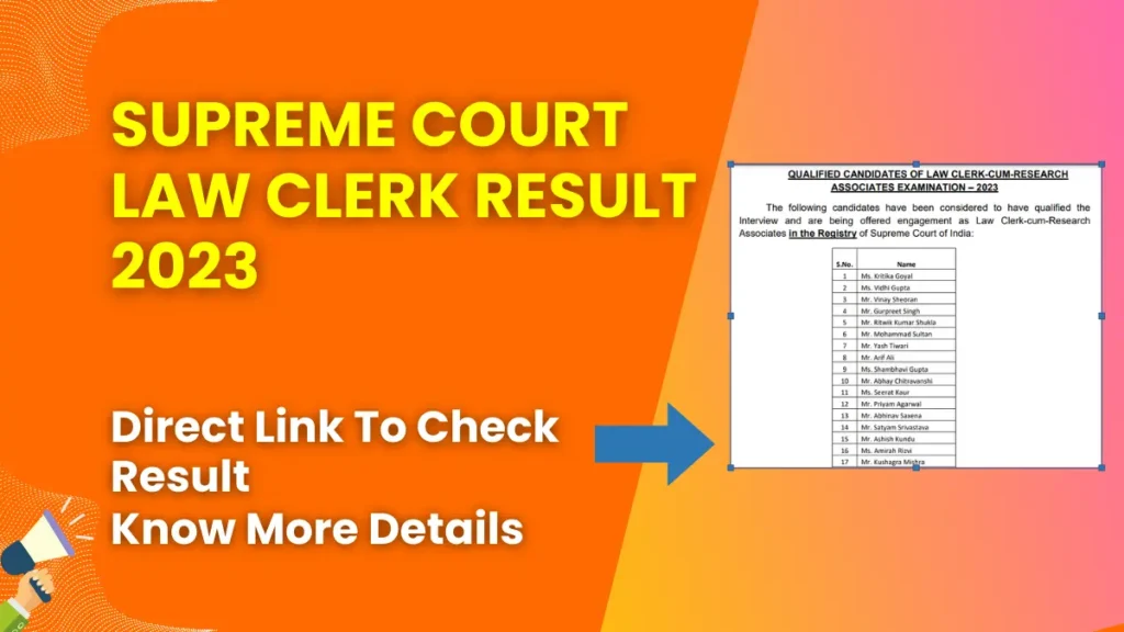Supreme Court Law Clerk Result 2023