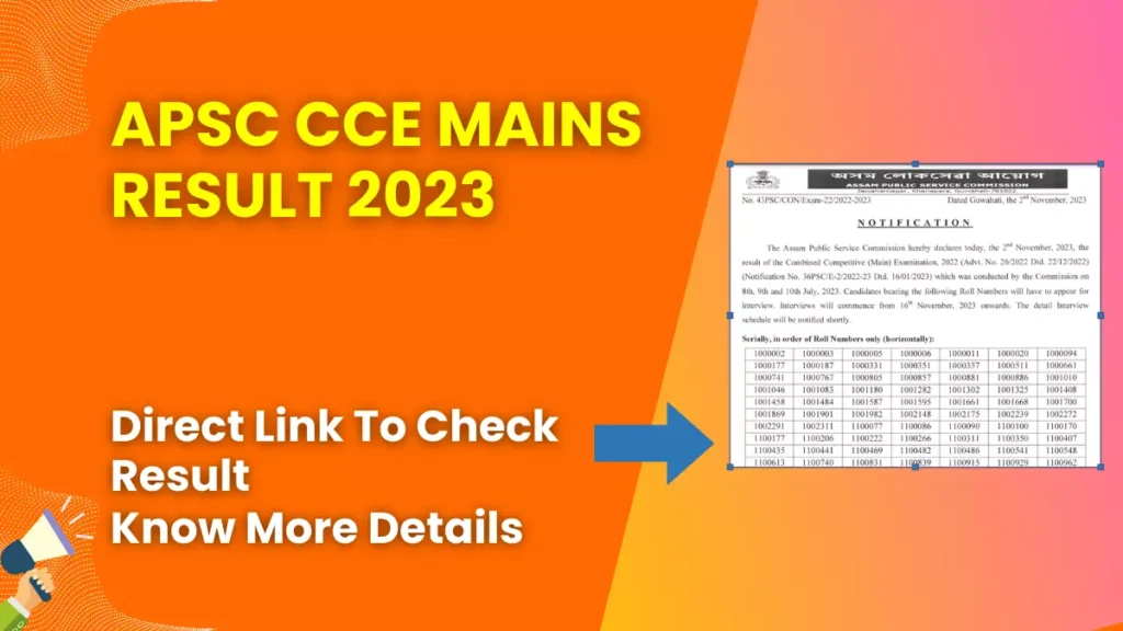APSC CCE Mains Result 2023
