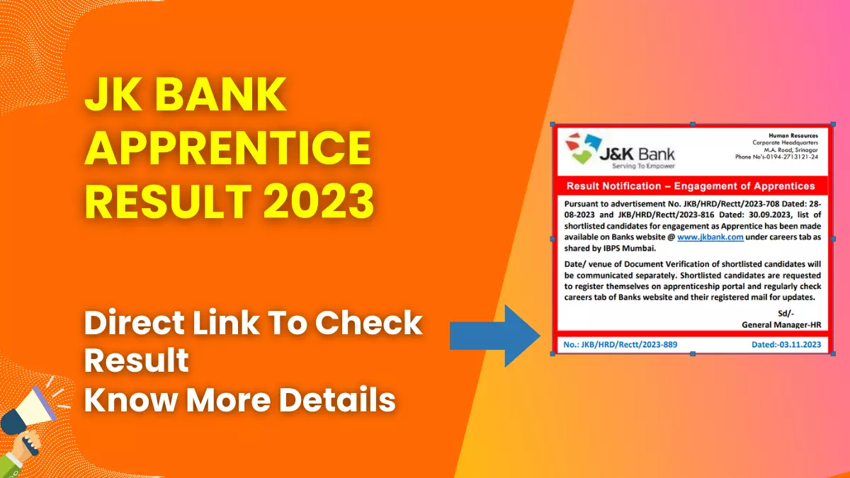 JK Bank Apprentice Result 2023