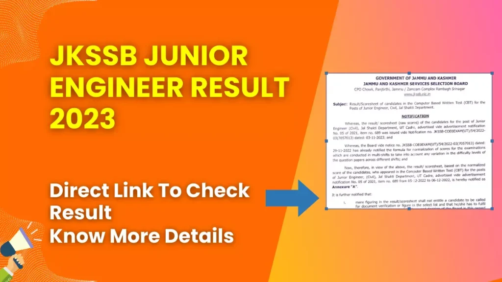 JKSSB Junior Engineer Result 2023