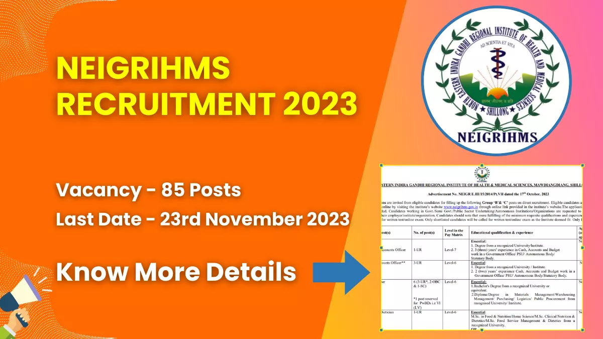 NEIGRIHMS Recruitment 2023