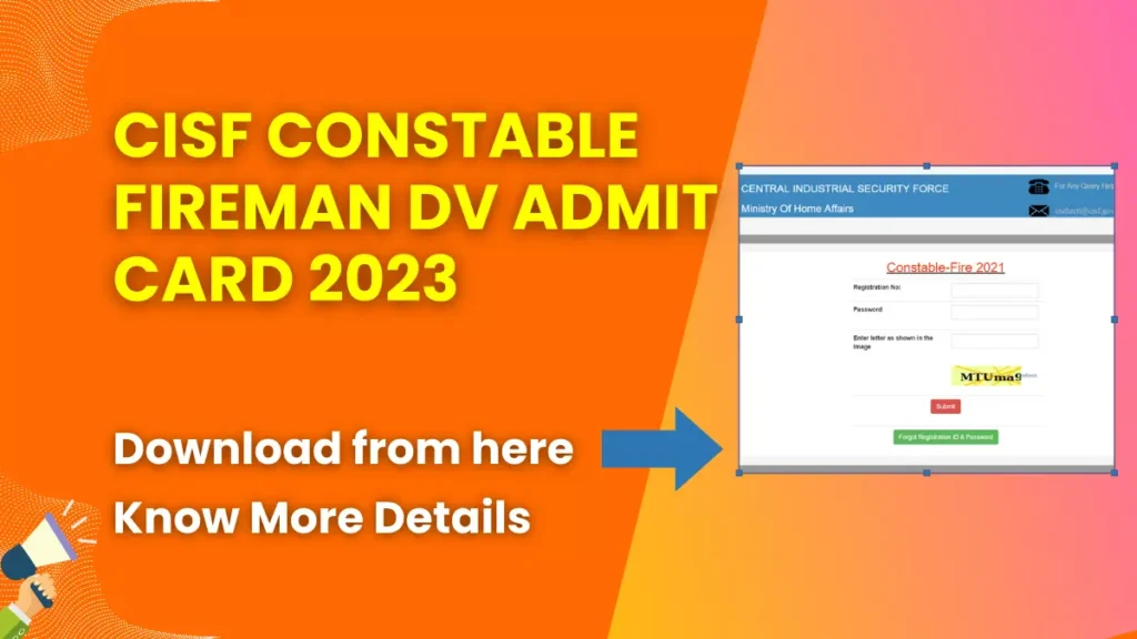 CISF Constable Fireman DV Admit Card 2023