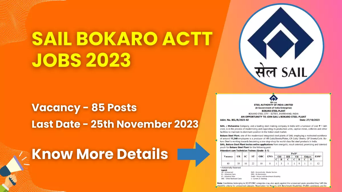 SAIL Bokaro ACTT Jobs 2023