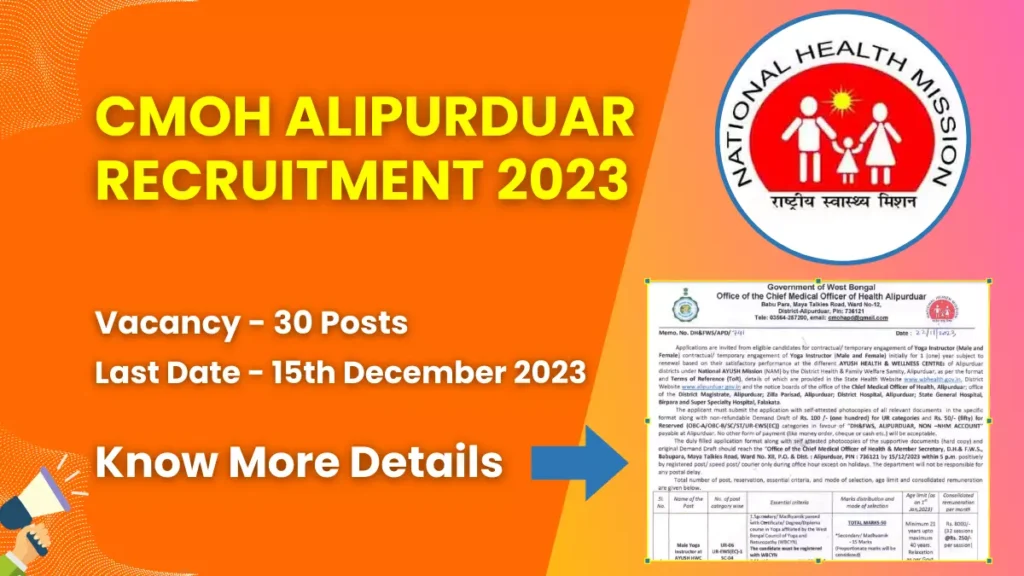 CMOH Alipurduar Recruitment 2023